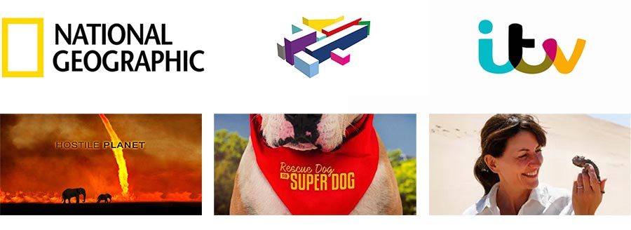 Hostile Planet for National Geographic - Rescue Dog, Super Dog for Channel 4 - Life at the Extreme for ITV